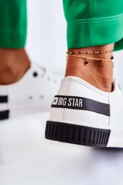 Big Star Shoes Trampki Damskie Big Star|Trampki Damskie Niskie*Damskie Skórzane Tenisówki BIG STAR FF274175 Biało Czarne