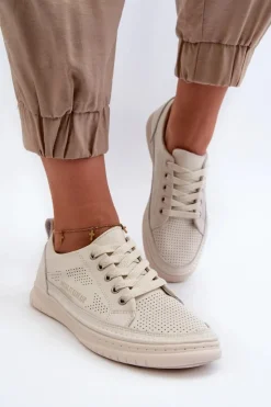 Clearance Evento Damskie Skórzane Tenisówki Beżowe Cloesa