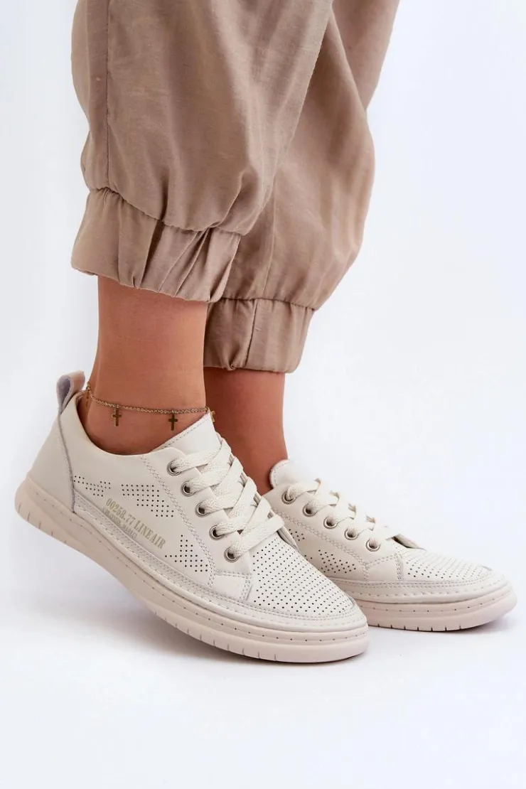 Clearance Evento Damskie Skórzane Tenisówki Beżowe Cloesa