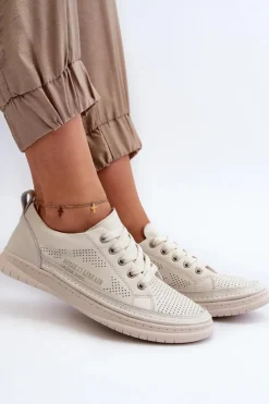 Clearance Evento Damskie Skórzane Tenisówki Beżowe Cloesa