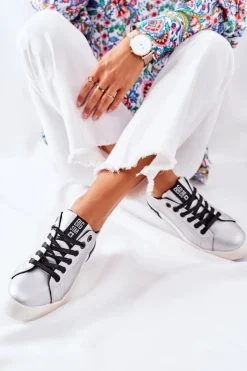 Damskie Big Star Shoes Damskie Skórzane Tenisówki BIG STAR II274034 Srebrne