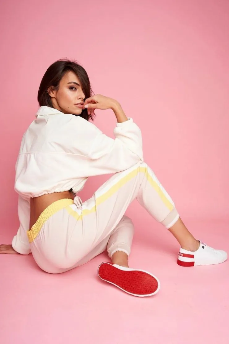 Damskie Big Star Shoes Damskie Skórzane Tenisówki BIG STAR FF274174 Biało Czerwone