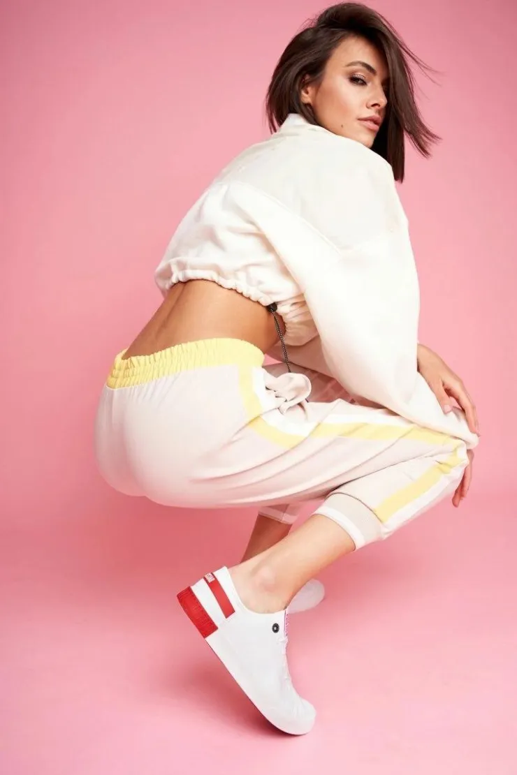 Damskie Big Star Shoes Damskie Skórzane Tenisówki BIG STAR FF274174 Biało Czerwone