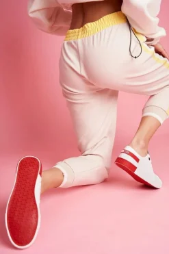 Damskie Big Star Shoes Damskie Skórzane Tenisówki BIG STAR FF274174 Biało Czerwone