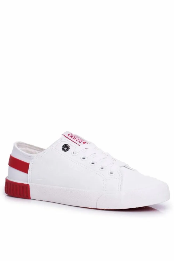 Damskie Big Star Shoes Damskie Skórzane Tenisówki BIG STAR FF274174 Biało Czerwone