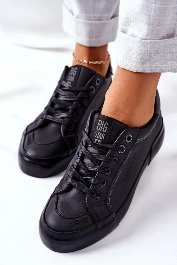 Damskie Big Star Shoes Damskie Skórzane Tenisówki BIG STAR II274029 Czarne