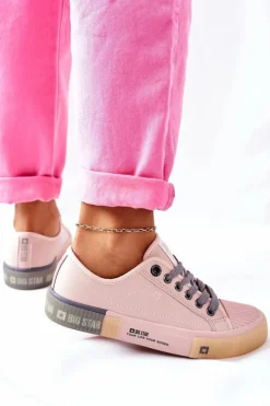 Big Star Shoes Trampki Damskie Big Star|Trampki Damskie Niskie*Damskie Skórzane Trampki BIG STAR II274133 Różowe