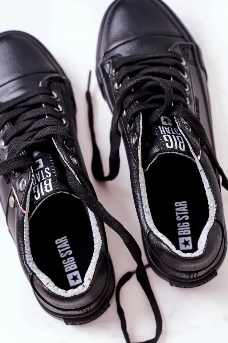 Sale Big Star Shoes Damskie Skórzane Trampki Big Star GG274061 Czarne