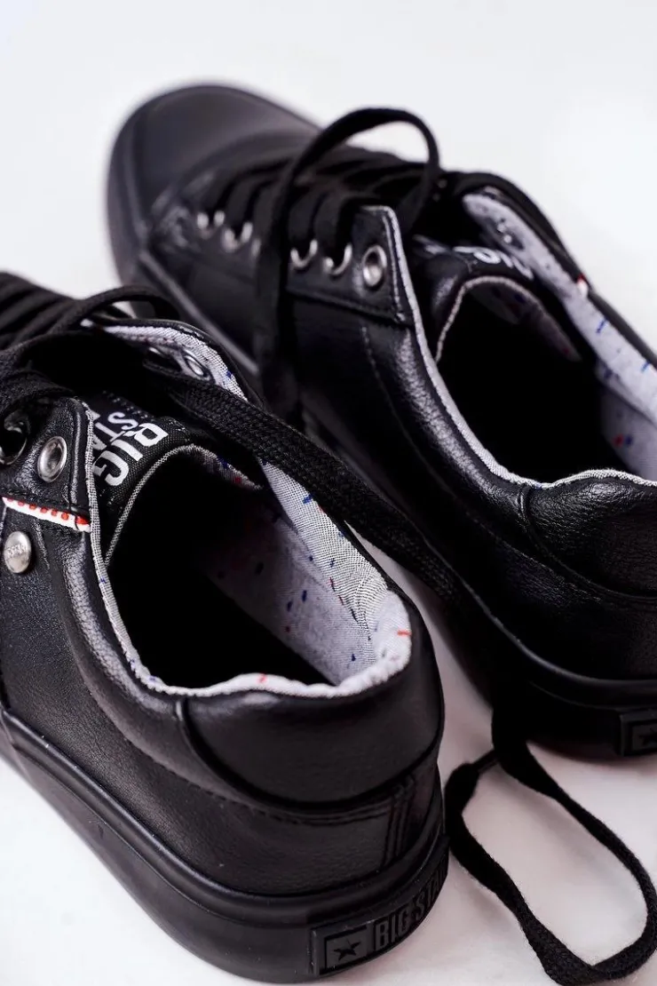 Sale Big Star Shoes Damskie Skórzane Trampki Big Star GG274061 Czarne