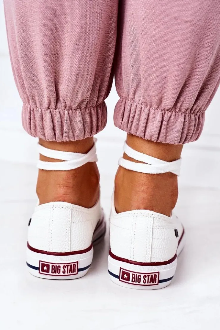 Damskie Big Star Shoes Damskie Skórzane Trampki BIG STAR II274001 Białe