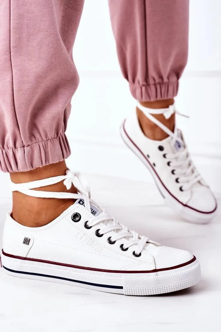 Damskie Big Star Shoes Damskie Skórzane Trampki BIG STAR II274001 Białe