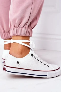 Damskie Big Star Shoes Damskie Skórzane Trampki BIG STAR II274001 Białe