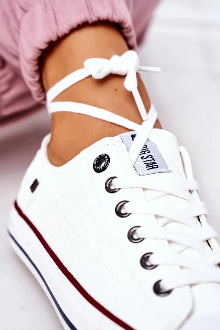 Damskie Big Star Shoes Damskie Skórzane Trampki BIG STAR II274001 Białe