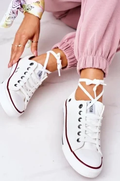 Damskie Big Star Shoes Damskie Skórzane Trampki BIG STAR II274001 Białe