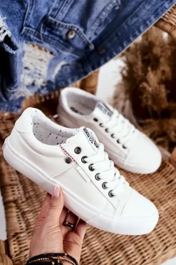 Big Star Shoes Trampki Damskie Big Star|Trampki Damskie Niskie*Damskie Skórzane Trampki Big Star GG274060 Białe