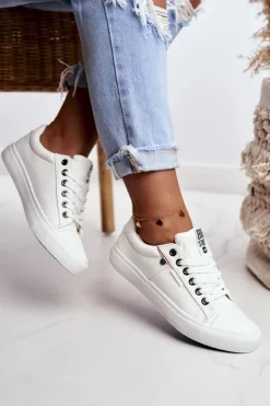 Big Star Shoes Trampki Damskie Big Star|Trampki Damskie Niskie*Damskie Skórzane Trampki Big Star GG274060 Białe