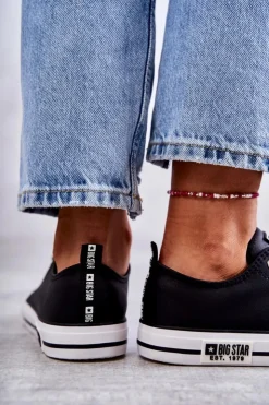 Damskie Big Star Shoes Damskie Skórzane Trampki Big Star KK274096 Czarne
