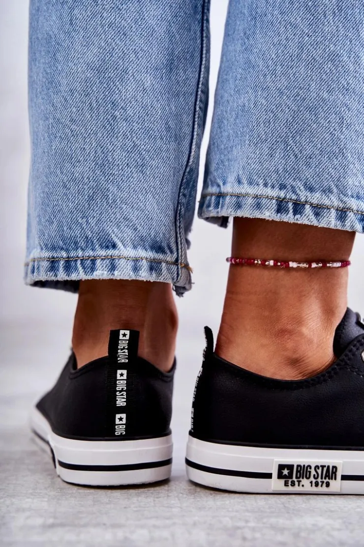 Damskie Big Star Shoes Damskie Skórzane Trampki Big Star KK274096 Czarne