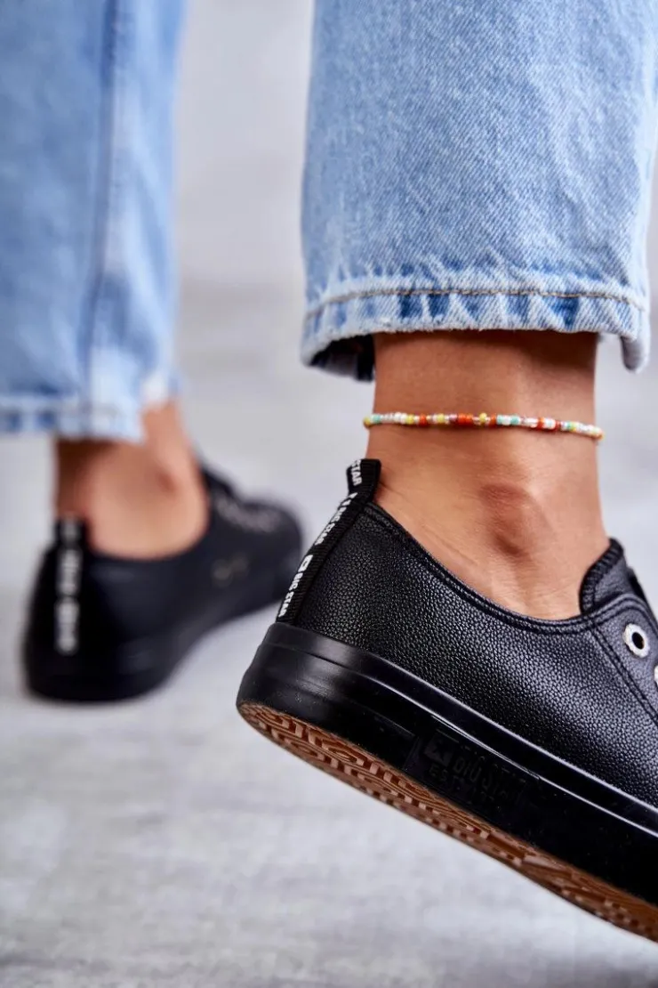 Damskie Big Star Shoes Damskie Skórzane Trampki Big Star KK274106 Czarne