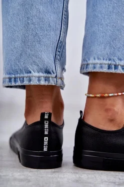 Damskie Big Star Shoes Damskie Skórzane Trampki Big Star KK274106 Czarne