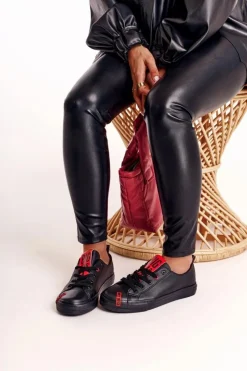 Big Star Shoes Trampki Damskie Big Star|Trampki Damskie Niskie*Damskie Skórzane Trampki BIG STAR EE274303 Czarne