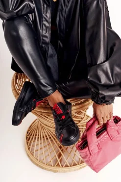 Big Star Shoes Trampki Damskie Big Star|Trampki Damskie Niskie*Damskie Skórzane Trampki BIG STAR EE274303 Czarne