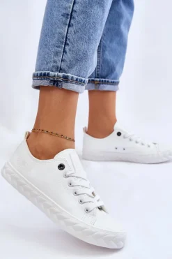 Damskie Big Star Shoes Damskie Skórzane Trampki Big Star LL274403 Białe