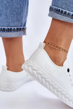 Damskie Big Star Shoes Damskie Skórzane Trampki Big Star LL274403 Białe