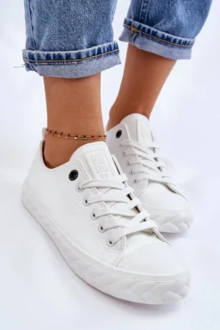 Damskie Big Star Shoes Damskie Skórzane Trampki Big Star LL274403 Białe