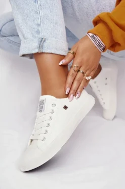 Damskie Big Star Shoes Damskie Skórzane Trampki Big Star Białe V274869