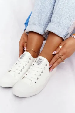 Damskie Big Star Shoes Damskie Skórzane Trampki Big Star Białe V274869