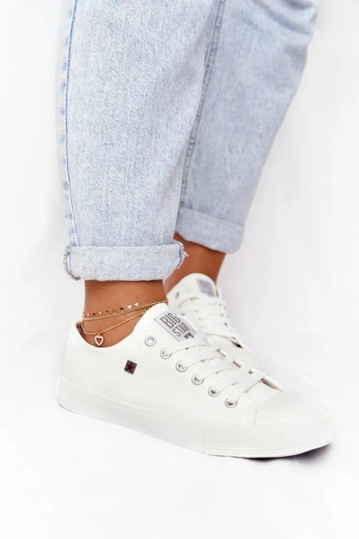 Damskie Big Star Shoes Damskie Skórzane Trampki Big Star Białe V274869