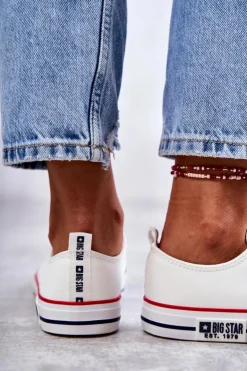 Big Star Shoes Trampki Damskie Big Star|Trampki Damskie Niskie*Damskie Skórzane Trampki Big Star KK274095 Białe