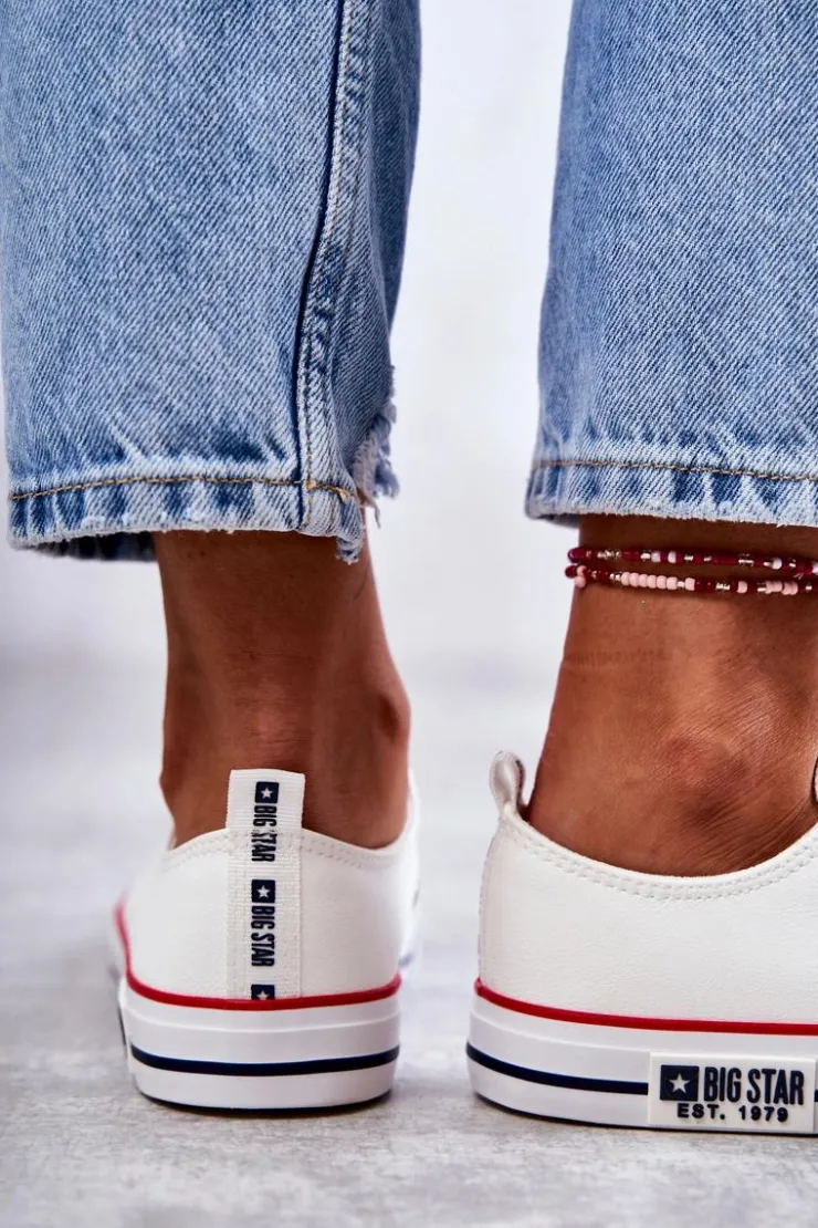 Big Star Shoes Trampki Damskie Big Star|Trampki Damskie Niskie*Damskie Skórzane Trampki Big Star KK274095 Białe