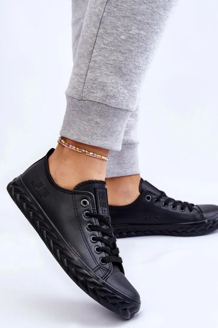 Damskie Big Star Shoes Damskie Skórzane Trampki Big Star LL274402 Czarne