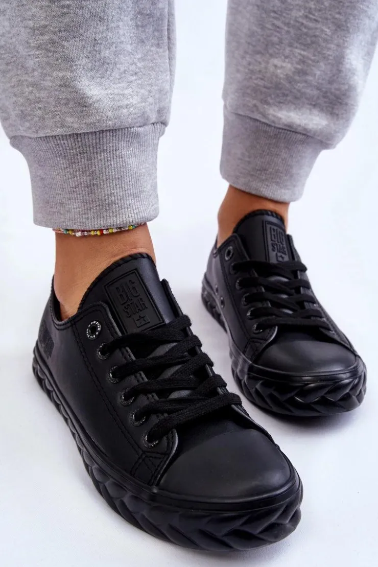 Damskie Big Star Shoes Damskie Skórzane Trampki Big Star LL274402 Czarne