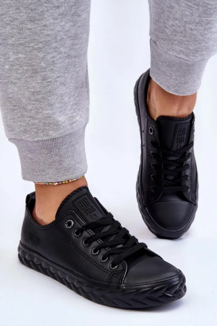 Damskie Big Star Shoes Damskie Skórzane Trampki Big Star LL274402 Czarne