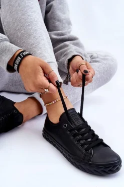 Damskie Big Star Shoes Damskie Skórzane Trampki Big Star LL274402 Czarne