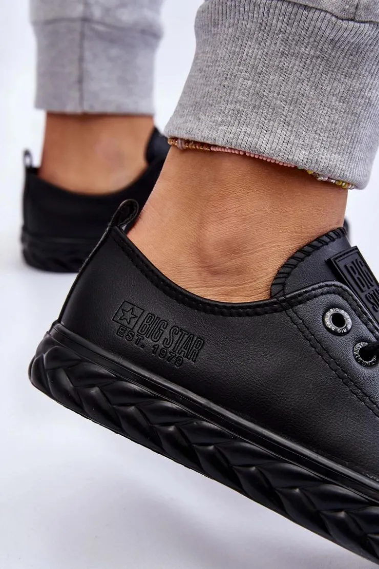 Damskie Big Star Shoes Damskie Skórzane Trampki Big Star LL274402 Czarne