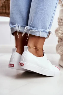 Big Star Shoes Trampki Damskie Big Star|Trampki Damskie Niskie*Damskie Skórzane Trampki BIG STAR EE274302 Białe