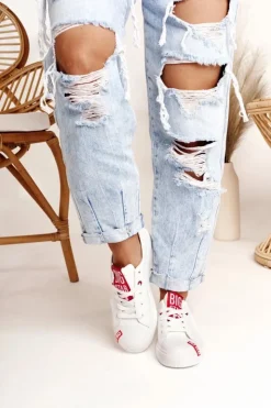 Big Star Shoes Trampki Damskie Big Star|Trampki Damskie Niskie*Damskie Skórzane Trampki BIG STAR EE274302 Białe