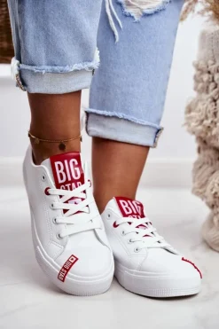 Big Star Shoes Trampki Damskie Big Star|Trampki Damskie Niskie*Damskie Skórzane Trampki BIG STAR EE274302 Białe