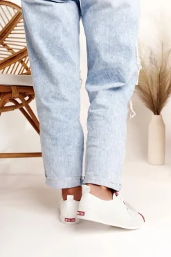 Big Star Shoes Trampki Damskie Big Star|Trampki Damskie Niskie*Damskie Skórzane Trampki BIG STAR EE274302 Białe