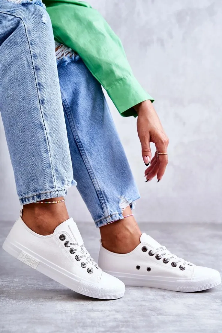 Damskie Big Star Shoes Damskie Skórzane Trampki Big Star KK274105 Białe