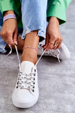 Damskie Big Star Shoes Damskie Skórzane Trampki Big Star KK274105 Białe