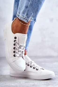 Damskie Big Star Shoes Damskie Skórzane Trampki Big Star KK274105 Białe