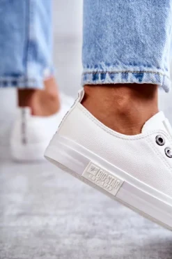 Damskie Big Star Shoes Damskie Skórzane Trampki Big Star KK274105 Białe