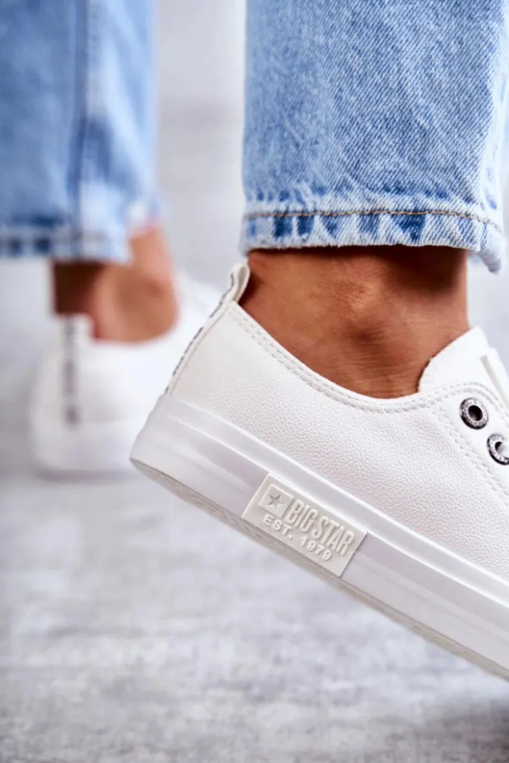 Damskie Big Star Shoes Damskie Skórzane Trampki Big Star KK274105 Białe