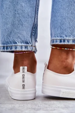 Damskie Big Star Shoes Damskie Skórzane Trampki Big Star KK274105 Białe