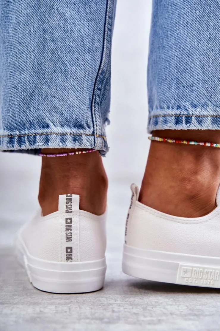 Damskie Big Star Shoes Damskie Skórzane Trampki Big Star KK274105 Białe